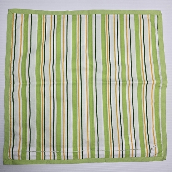 Tommy Hilfiger Pillow Cover Spring Green & Yellow Stripe Zipper 100% Cotton - Picture 6 of 6